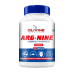 Olivine Arg-Nine L-Arginine supplement bottle front view showing label