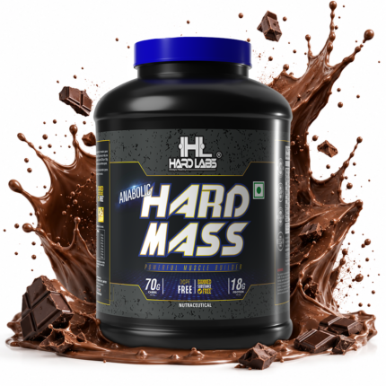 Hard Mass Gainer supplement with chocolate splash promotional