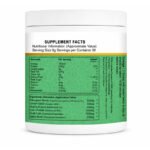 Rear view of Olivine Nutrition Total Control Diabo supplement container displaying Supplement Facts, nutritional information, ingredients, and usage directions on a green and white label
