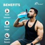 Man drinking Dr. Morepen Muscle Food EAA BCAA supplement showing benefits of boosting endurance and reducing fatigue