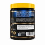 Back of Glutamine supplement container with product information and usage instructions.