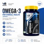 "Omega-3 fish oil supplement bottle with product benefits and packaging design"