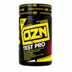 OZN Test Pro testosterone support supplement capsules in a black and yellow bottle