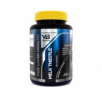 VB Nutrition Milk Thistle supplement bottle with black packaging and yellow cap, featuring liver health support formula