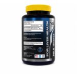 Side view of VB Nutrition Milk Thistle supplement bottle displaying Supplement Facts, product information, usage instructions, and label details