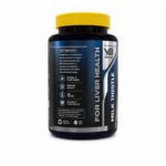 Side view of VB Nutrition Milk Thistle supplement bottle showing product features, usage information, and label details for liver health support