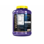 "VB Whey Gold protein powder container side-back view with nutrition facts and ingredients label."