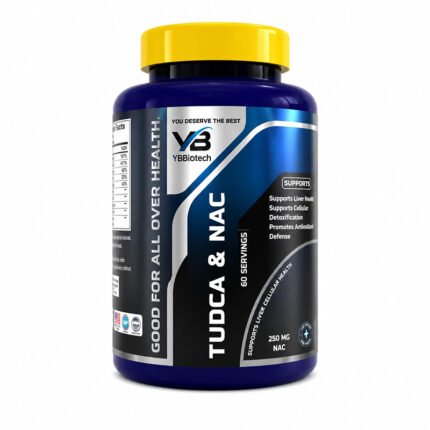 TUDCA & NAC dietary supplement bottle for liver health, detoxification, and antioxidant support.