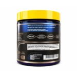 Vitablish Vapon pre-workout supplement container showing usage directions, supplement warnings, ingredient information, QR code, barcode, and key benefits including focus, endurance, and energy support."