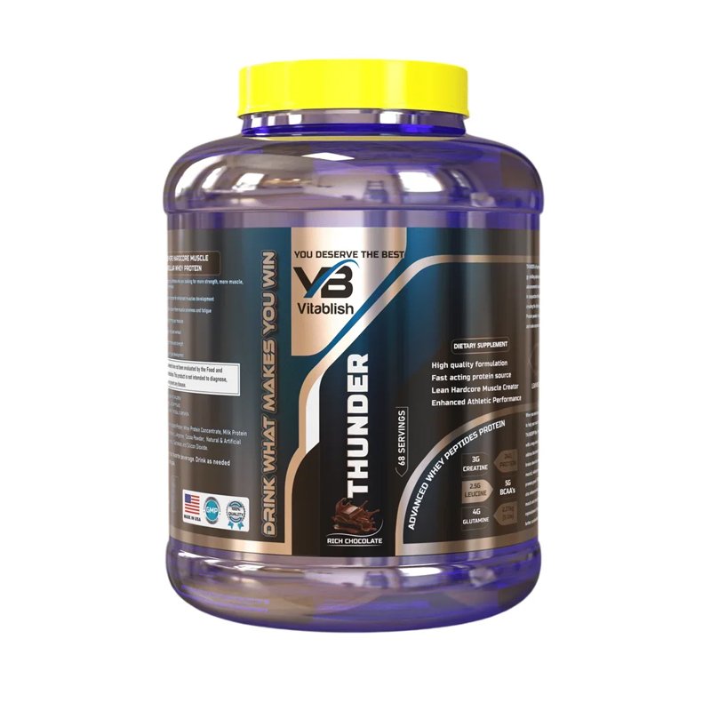 Vitablish Thunder Whey Protein container, front view