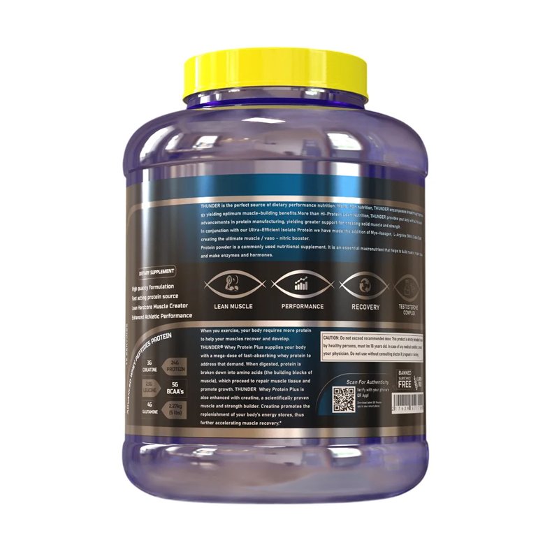 Vitablish Thunder Whey Protein container, side view