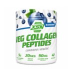 "XSN Veg Collagen Peptides Blueberry Flavor plant-based collagen supplement jar, 200g, with VegCol®, Biotin, and Vitamin C for skin, hair, nails, and joint support."
