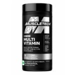 MuscleTech Platinum Multivitamin supplement bottle with essential vitamins and minerals
