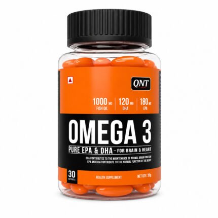 "QNT Omega 3 fish oil supplement with EPA and DHA softgels bottle"