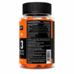 "Back view of Omega-3 fish oil supplement bottle showing Supplement Facts, ingredients, and product information"