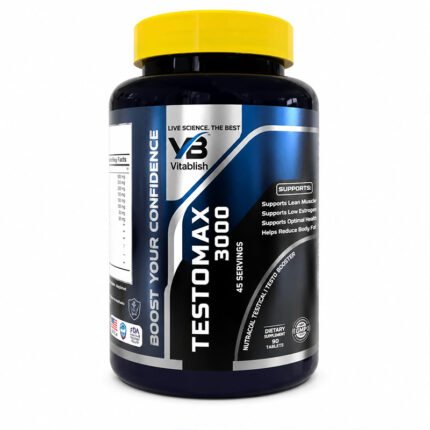 VB Testomax 3000 Testosterone Booster Supplement Bottle for Men's Strength, Stamina & Performance