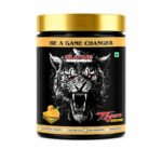 "Olyvine Tiger Pre-Workout supplement powder Tangy Orange container"