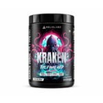 HelixLabz Kraken pre-workout supplement container with Kraken-themed label, designed to support energy, focus, strength, and workout performance.