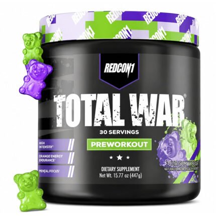 Redcon1 Total War Pre-Workout 447g supplement for energy, focus, endurance, strength, and muscle pumps