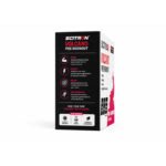 Back and side view of Scitron Volcano Pre-Workout Pink Lemonade packaging displaying product benefits, ingredients, usage information, and nutrition facts.