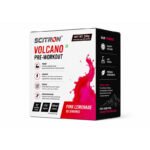 Front and side view of Scitron Volcano Pre-Workout Pink Lemonade packaging highlighting key benefits, product branding, and flavor information.
