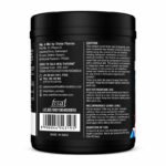 Back panel of HealthFarm Limitless Threex pre-workout supplement tub showing manufacturer details, barcode, FSSAI license, caution, usage instructions, and storage information on a white background.