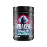 Helix Labz Kraken Pre Workout tub with dark label and kraken artwork, front view