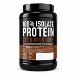 QNT 100% Isolate Protein for Ripped Body protein powder in a black container, Brownie flavor, high-protein whey isolate supplement.