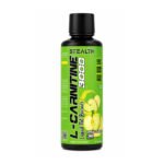 "Stealth L-Carnitine 3000 Liquid Fat Burner Green Apple supplement with 3000mg L-Carnitine to support fat metabolism, energy, endurance, and weight management."