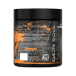 Back view of Dark Soul Elite Pre-Workout Pina Colada 225g supplement container with usage instructions