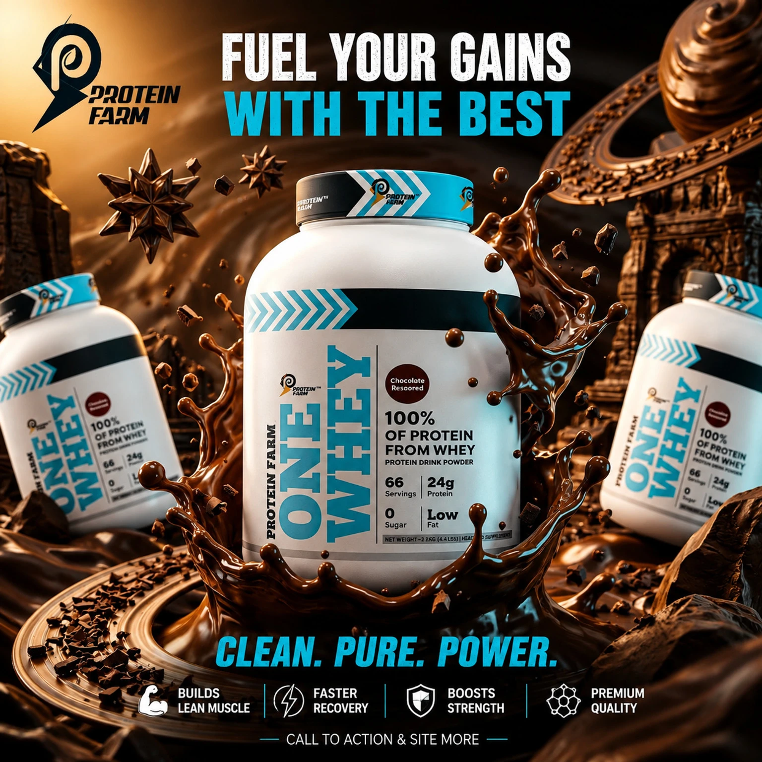 Protein Farm One Whey Protein Powder 2kg Chocolate