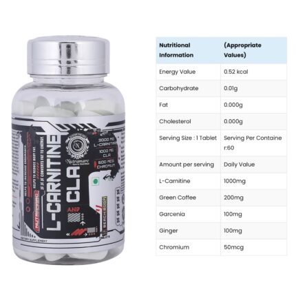 Nutramarc L-Carnitine supplement bottle with ingredient label