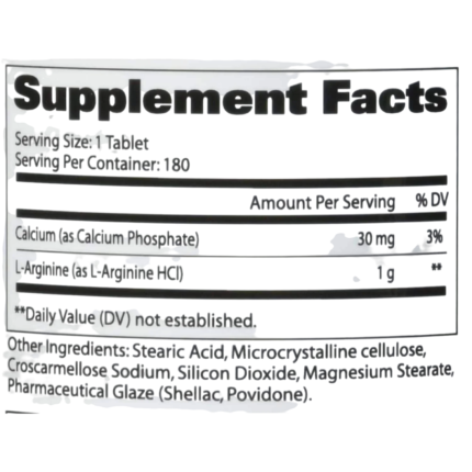 GAT Sport L-Arginine supplement facts label