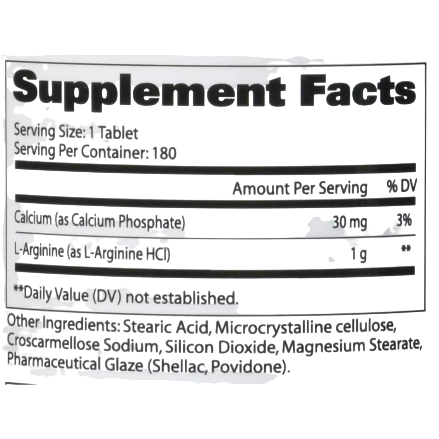 GAT Sport L-Arginine supplement facts label