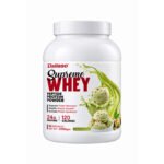 Dallaso Supreme Whey Protein tub with green label, front view