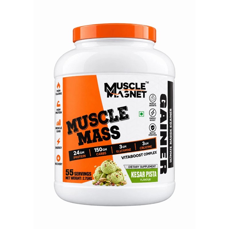 Muscle Magnet Muscle Mass gainer 2.75kg tub, front view
