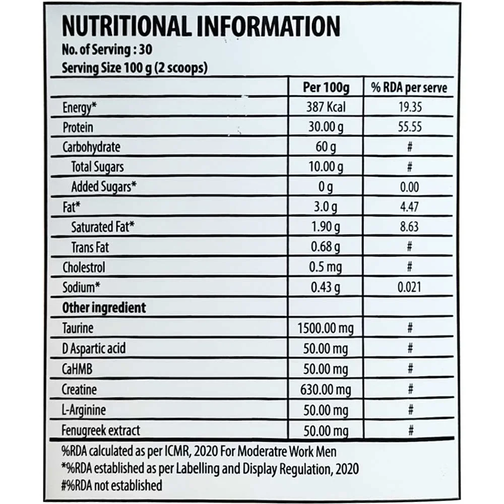 Kevin Levrone Anabolic Mass 3 Kg nutrition and supplement facts