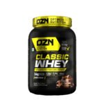 OZN Optimize Nutrition Classic Whey Protein 1kg black tub with yellow label